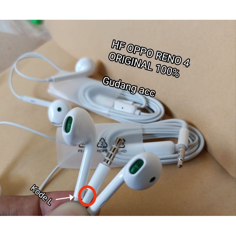 Headset OPPO Reno4 Original 100%Kode L