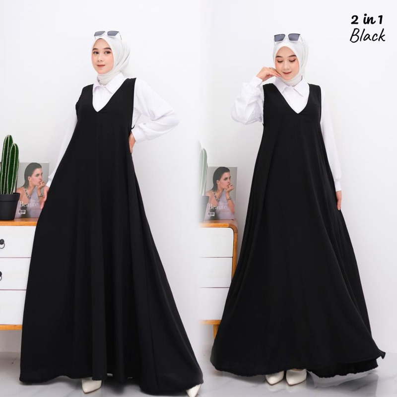 Tamstore Set Midi Dress 2 in 1 Crinkle Airflow Setelan Kemeja Midi