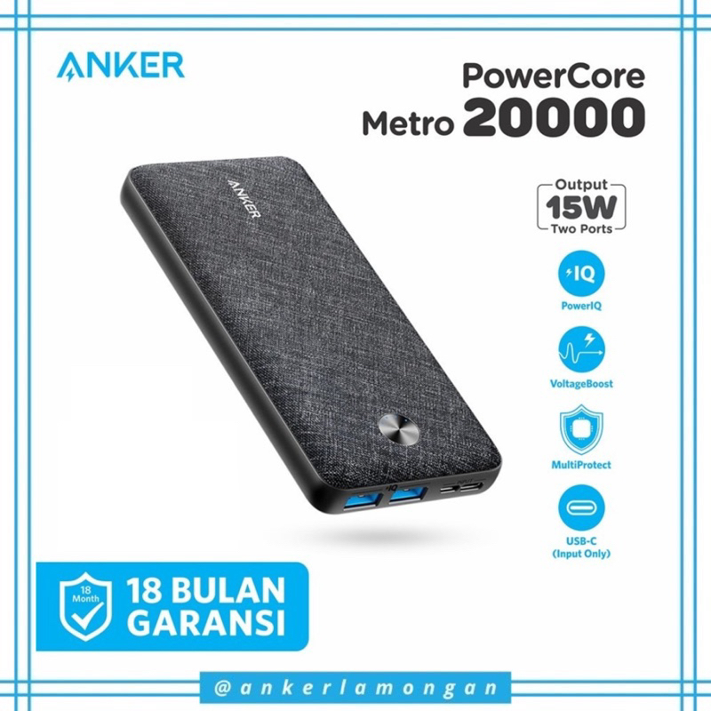 Jual Powerbank Anker Powercore Metro Mah Dual Output Usb A Dual