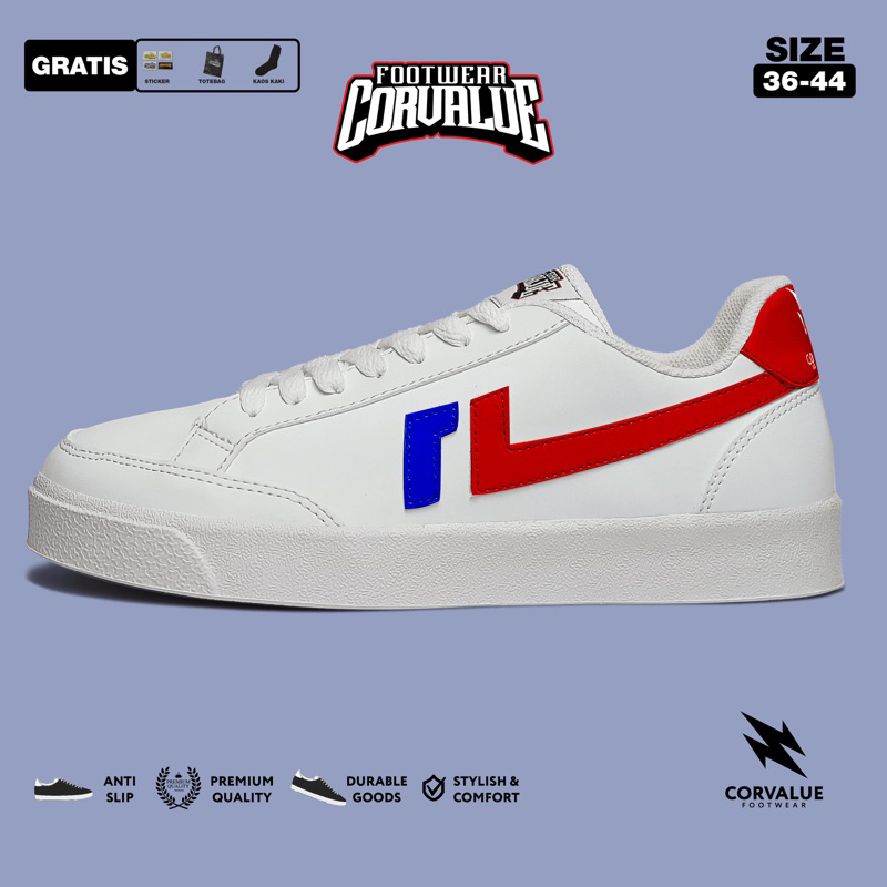 SEPATU CORVALUE FOOTWEAR - SEPATU SNEAKERS KASUAL PRIA WANITA KONICHIWA FULWHITE LMB Original