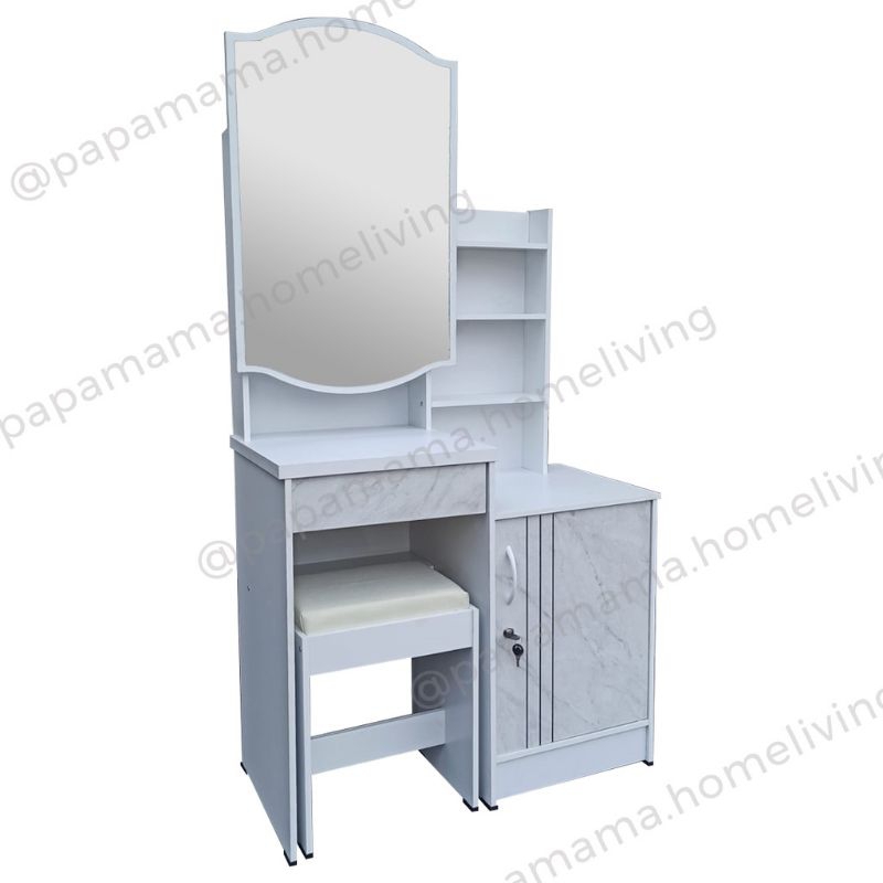 Meja Rias Kaca Sliding - Meja Make Up Full Rak - Dressing Table - Tiolet Sliding - Medan