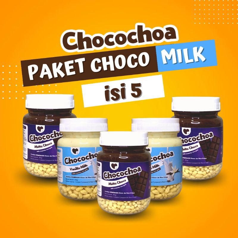 

Chocochoa - PAKET CHOCOMIKLY Isi 5 Choco Jar Rice Crispy Cemilan Manis Topping Cokelat Leleh Halal Homemade Termurah Terenak Snacktok Cookies