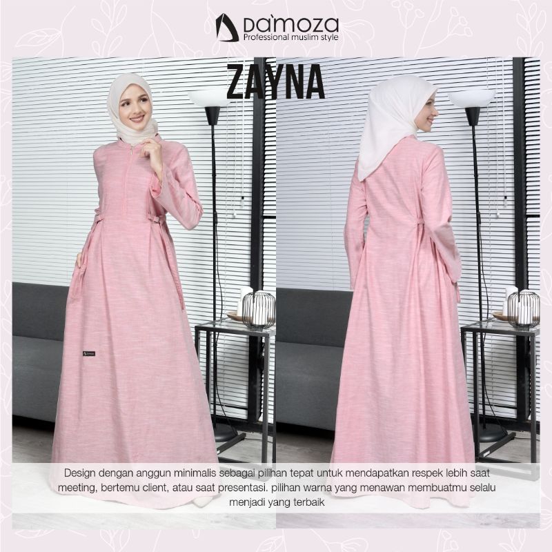 DAMOZA ZAYNA PINK | BAJU GAMIS DAMOZA ORI 100% |DRESS DAMOZA
