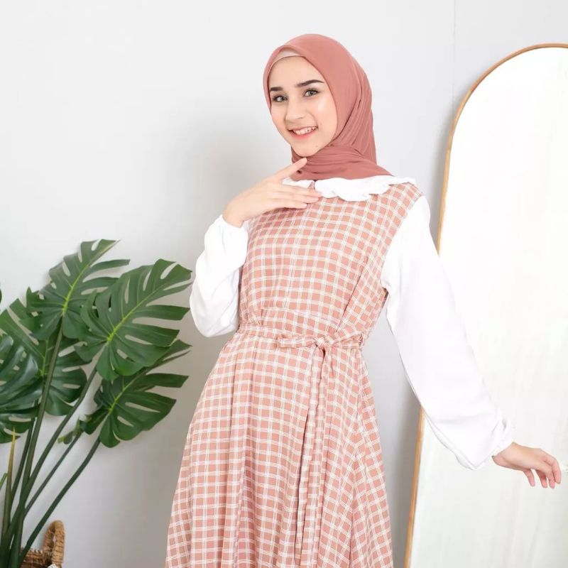 Gamis Alana square Gamis kekinian Gamis kotak-kotak