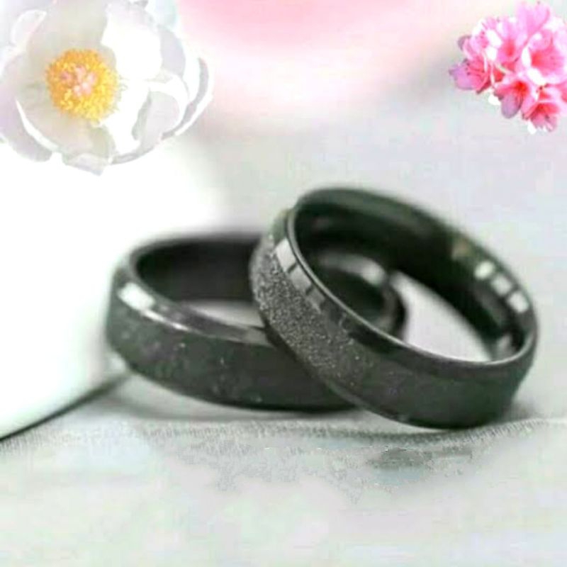 cincin  titanium black pasir anti luntur perhiasan wanita /COD