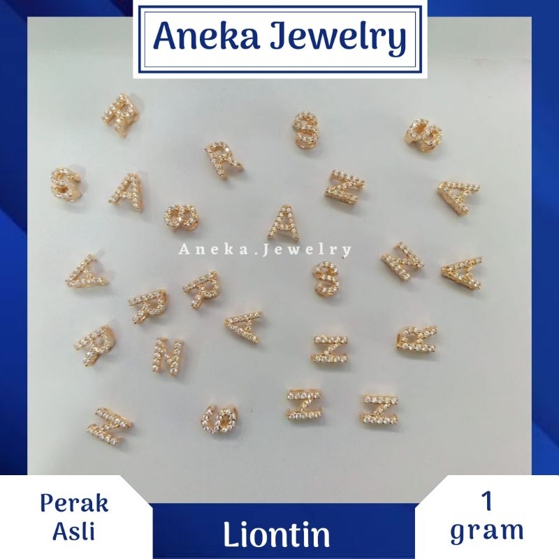 Liontin Huruf Mata Mata, Sepuh Emas Kuning, Perak 925