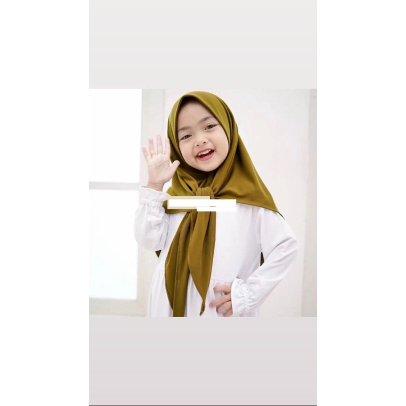 HIJAB JILBAB KERUDUNG INSTAN JERSEY WARNA PUTIH MANASIK HAJI ANAK 5-13T