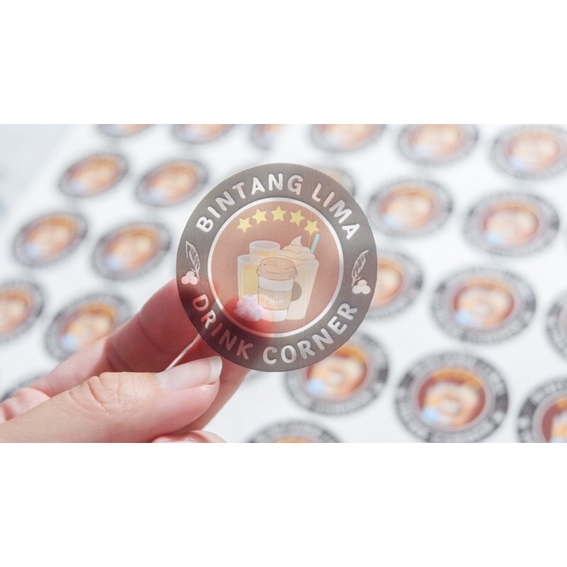 Custom Stiker Transparan untuk Label Kopi Boba Drink Olshop Dll