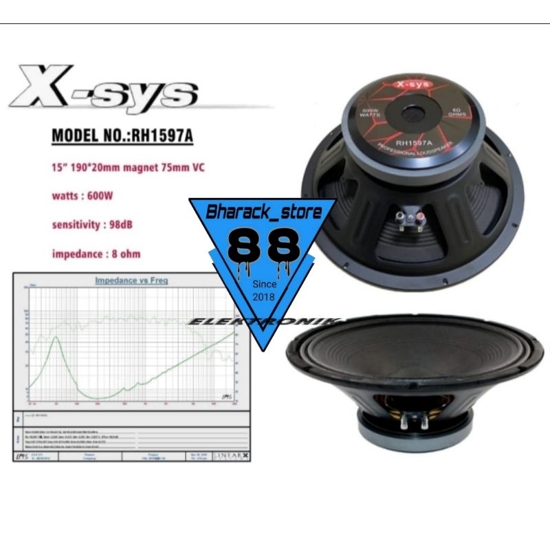 speaker woofer  x-sys  rh1597a 15" original by x-sys