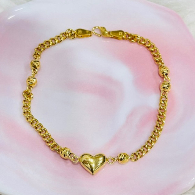 gelang emas asli kadar 875 model fancy love polos bola kristal simple elegant