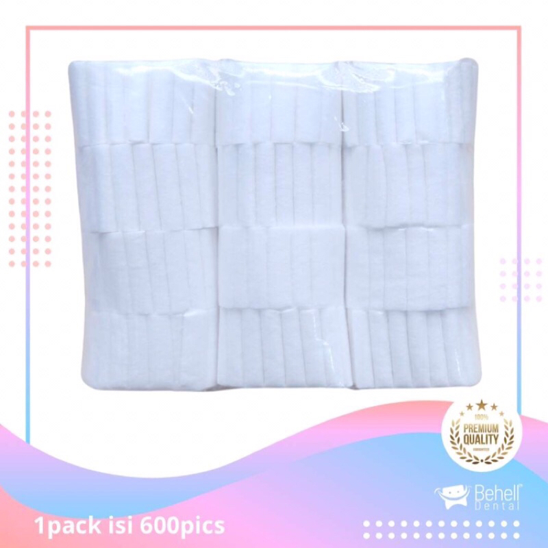 1PACK ISI 600pcs DENTAL COTTON ROLL / COTON ROL / DENTAL KAPAS GIGI ISI 600 PICS 1 PACK ORIGINAL - BEHELLDENTAL