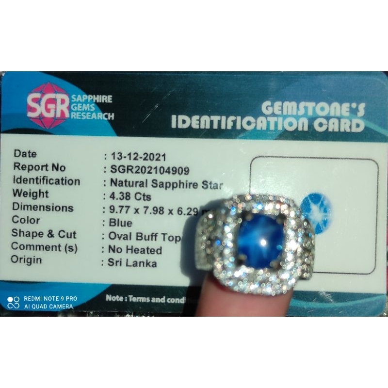 RING PERAK NATURAL BLUE SAPPHIRE + MEMO