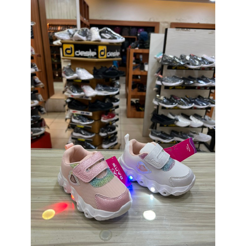Sepatu Dans Anak Perempuan Lampu Merida Warna Pink Putih Ukuran 24-27