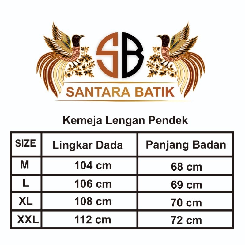 kemeja batik pria lengan pendek size m l xl xxl