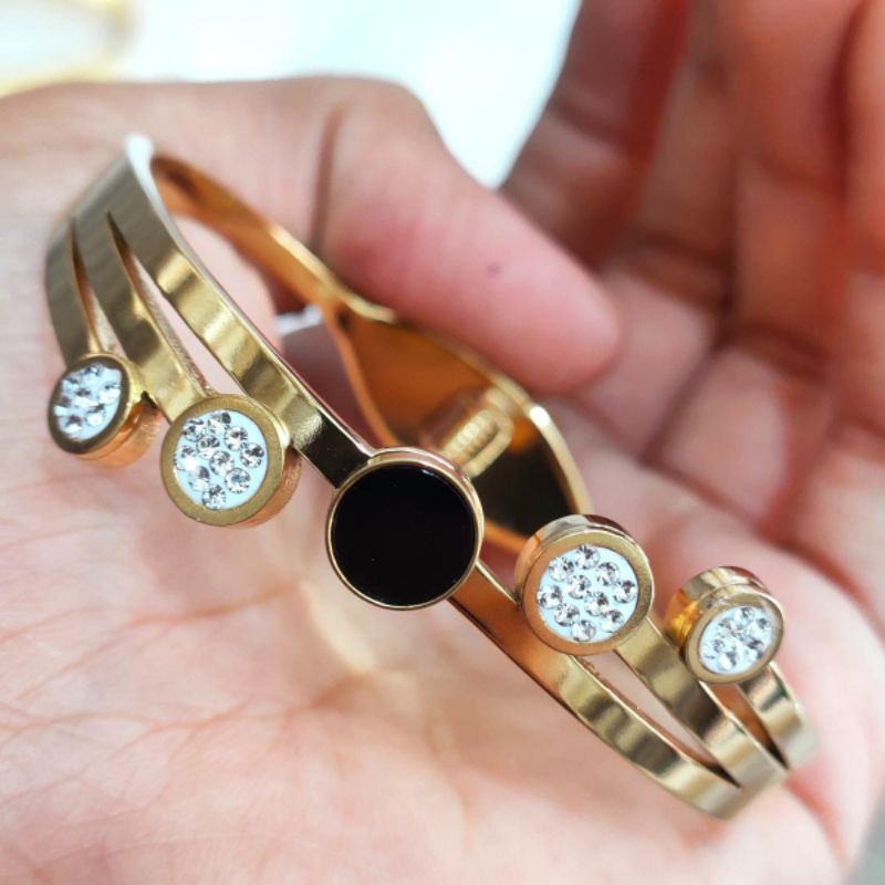 Gelang titanium bangle perhiasan wanita anti luntur 004