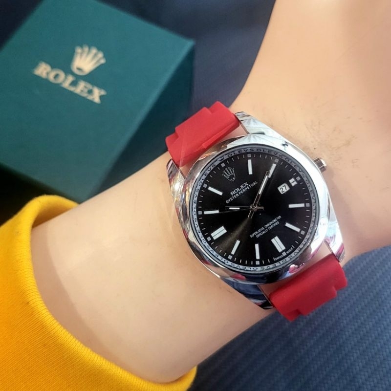 JSR 2021 JAM TANGAN PRIA ROLEX SILVER TGL RUBBEE SEMI SUPER