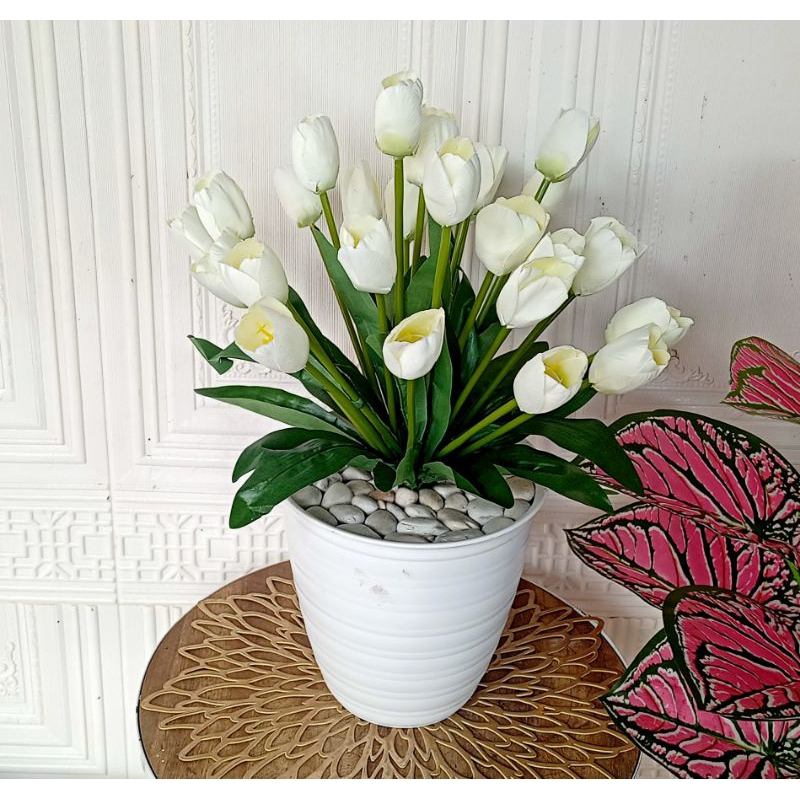 bunga tulip artificial pot tawon besar/bunga tulip palsu/tulip plastik/tulip hiasan dekorasi