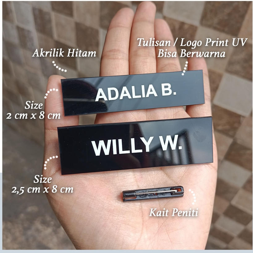 

Papan Nama / Name Tag Akrilik Custom / Nametag Akrilik Print UV / Grafir Bisa Pakai Nama atau Logo Tanda Pengenal