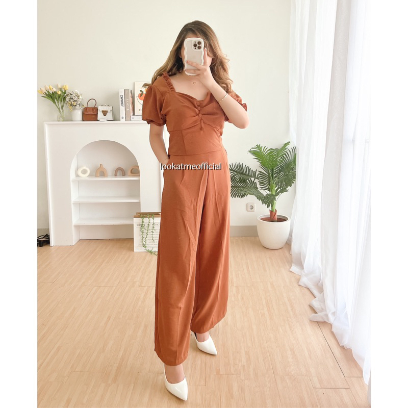 lookatmeofficial - Velysa Set Wanita - Atasan dan Kulot Bahan Crinkle 689