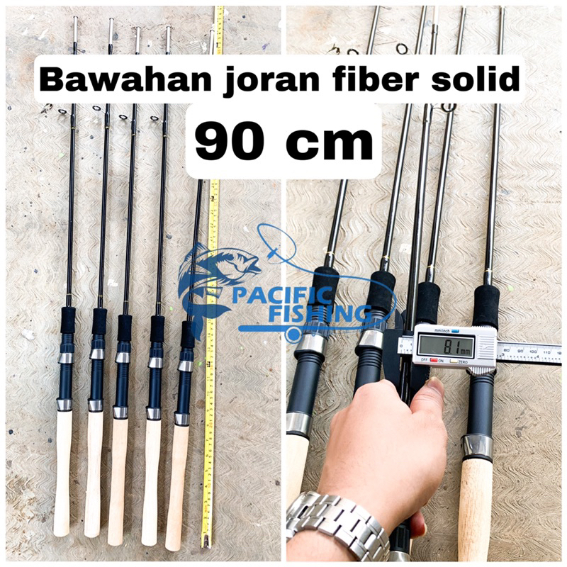Bawahan joran fiber solid Komplit 90cm ( Shock joran 6.0mm gagang kayu + cincin 16 terpasang )
