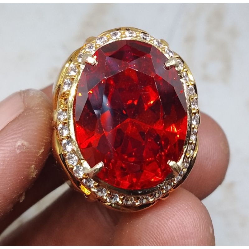 CINCIN BATU PERMATA MERAH SIAM JUMBO HIGH QUALITY