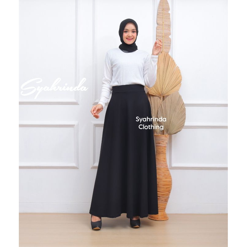 Rok Panjang Polos Lebar Twist Premium Bawahan Klok Mayung Import