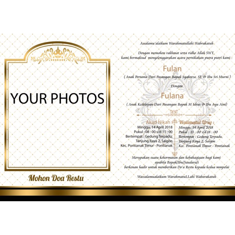 undangan pernikahan mewah gold black