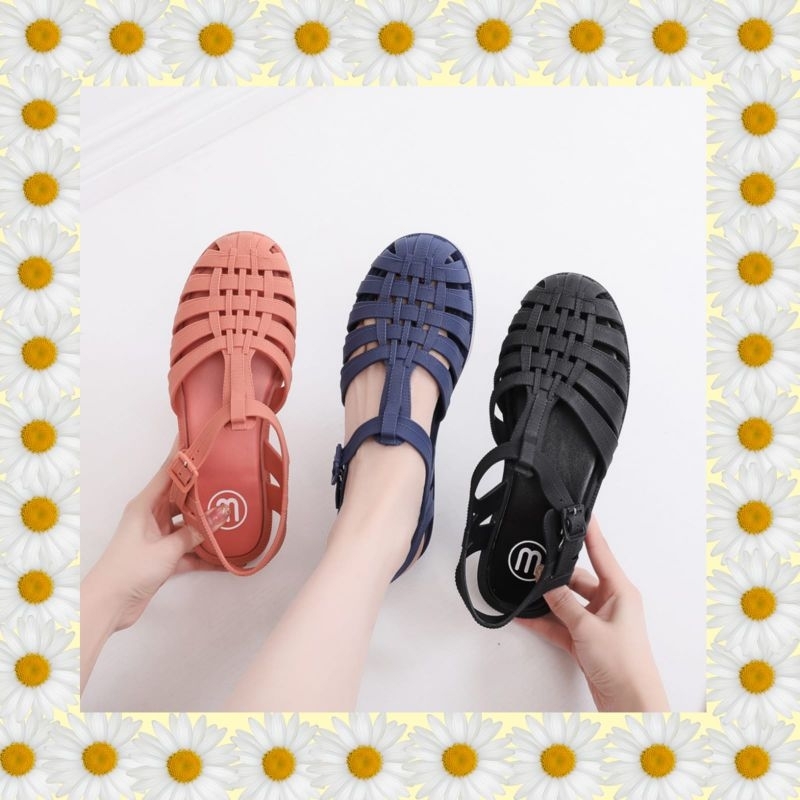 Image of Meisha double strip/ jelly shoes dewasa/sandal jelly wanita/sandal karet anti slip/sandal kekinian korea/jelly shoes import/sepatu sandal slippers/sepatu sandal couple mom and kids #0