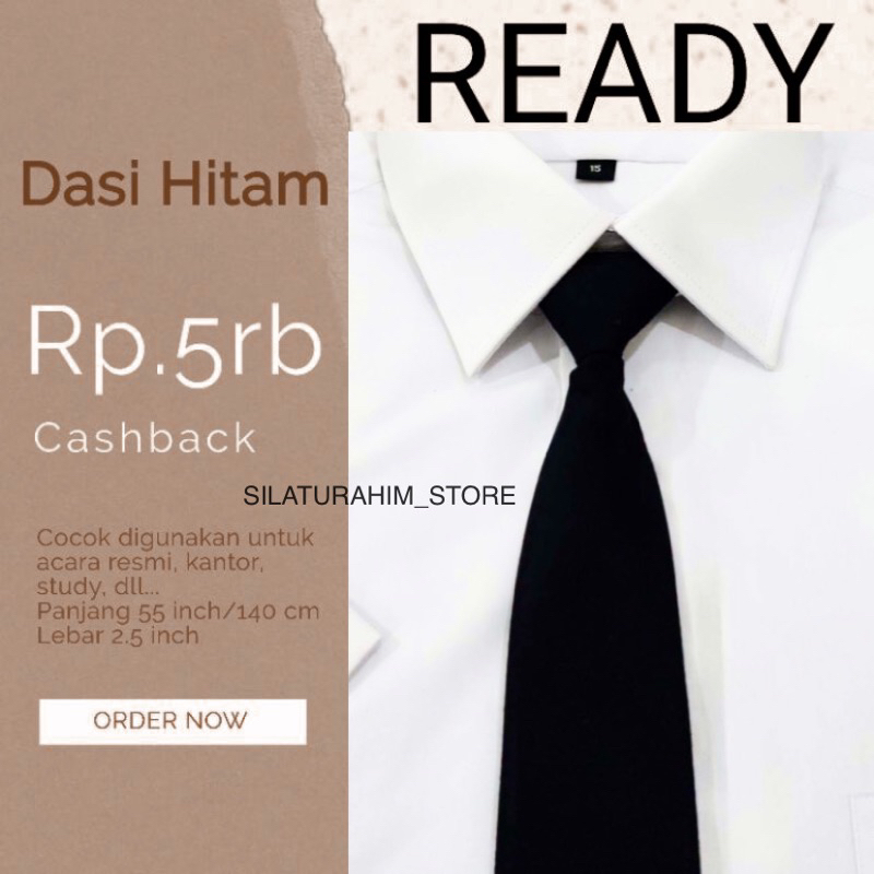 Dasi Hitam Polos | Dasi Pria Premium