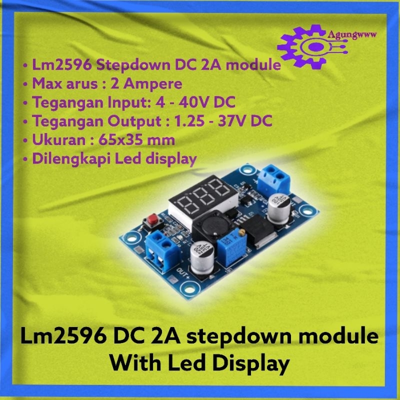 lm2596 stepdown dc 2ampere with display led