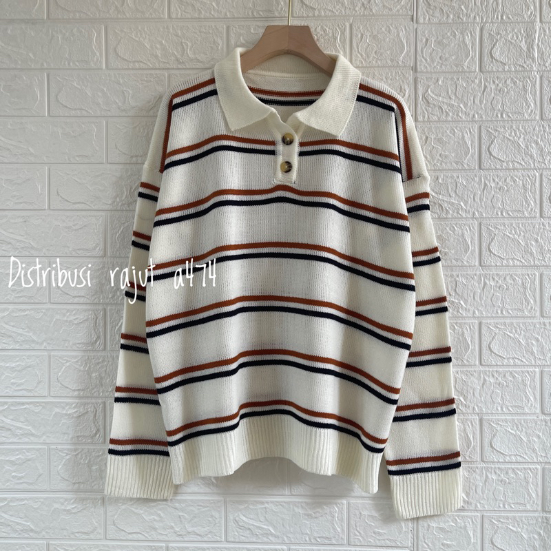 POLO SWEATER STARLA BLASTER BLOUSE STRIPPE LENGAN PANJANG-Milka Bw