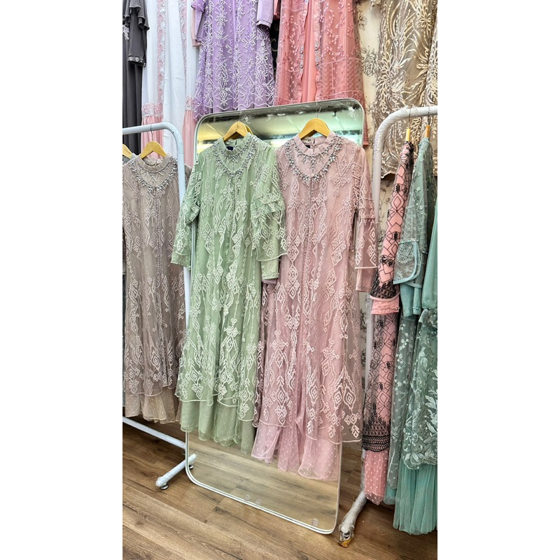 Gisella Dress - Gamis Pesta - Baju Lamaran - Brukat Mewah - Seragam Pernikahan - Pakaian Kondangan -