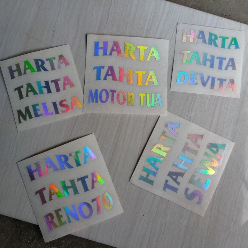 PROMO!! STIKER CUTTING HOLOGRAM HARTA TAHTA BISA CUSTOM ( BISA REQUEST TEXT SEMAUNYA)