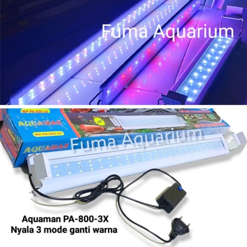 Lampu aquarium 85cm AQUAMAN WP-PA-800-3X Mode Ganti warna 21Watt Lampu Led Gantung Aquarium Aquascape