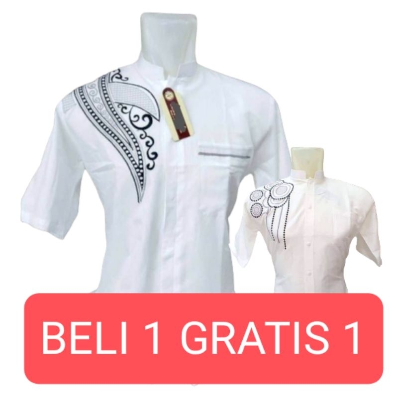 Baju koko bordir lengan panjang taqwa pakaian muslim