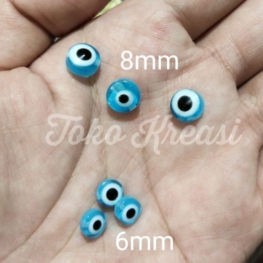 (Per Lusin / 12pcs) Manik / mote mata iblis / devil eye beads bulat untuk cincin - gelang - kalung