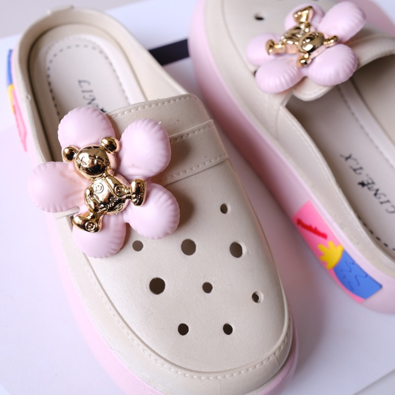 Flower Bear Slip On Sandal / SANDAL WANITA TERBARU