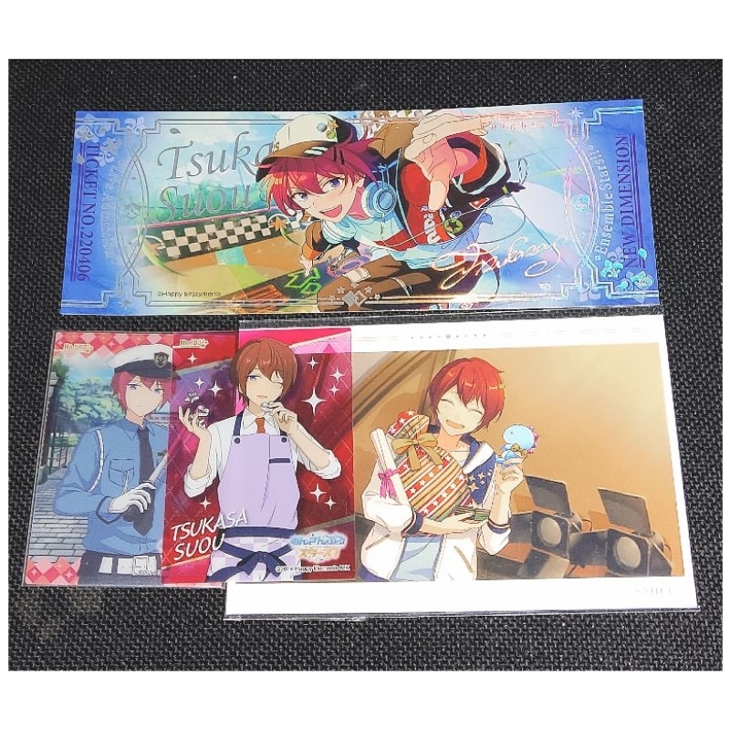 Set Merch Ensemble Stars Tsukasa Suou | Aurora Ticket - Clear Card - Postcard
