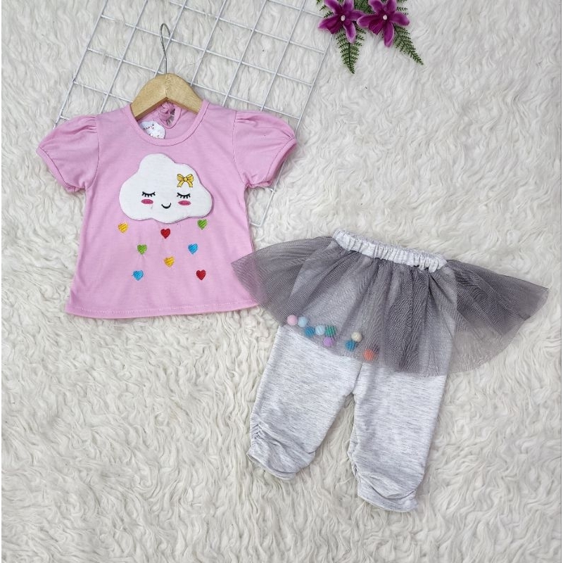 Baju bayi perempuan Set celana tutu baby *pompom*