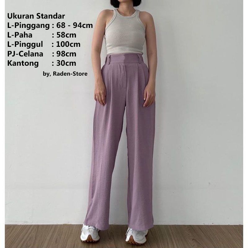 Celana Kulot Crinkle Highwaist Wanita Loose Cullote Pants Terbaru Bahan Adem