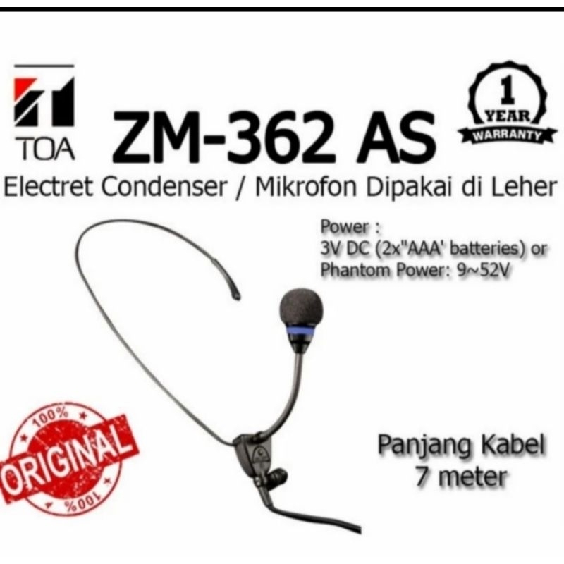 Mic toa zm 362as mic toa clip on bando leher toa zm 362as original