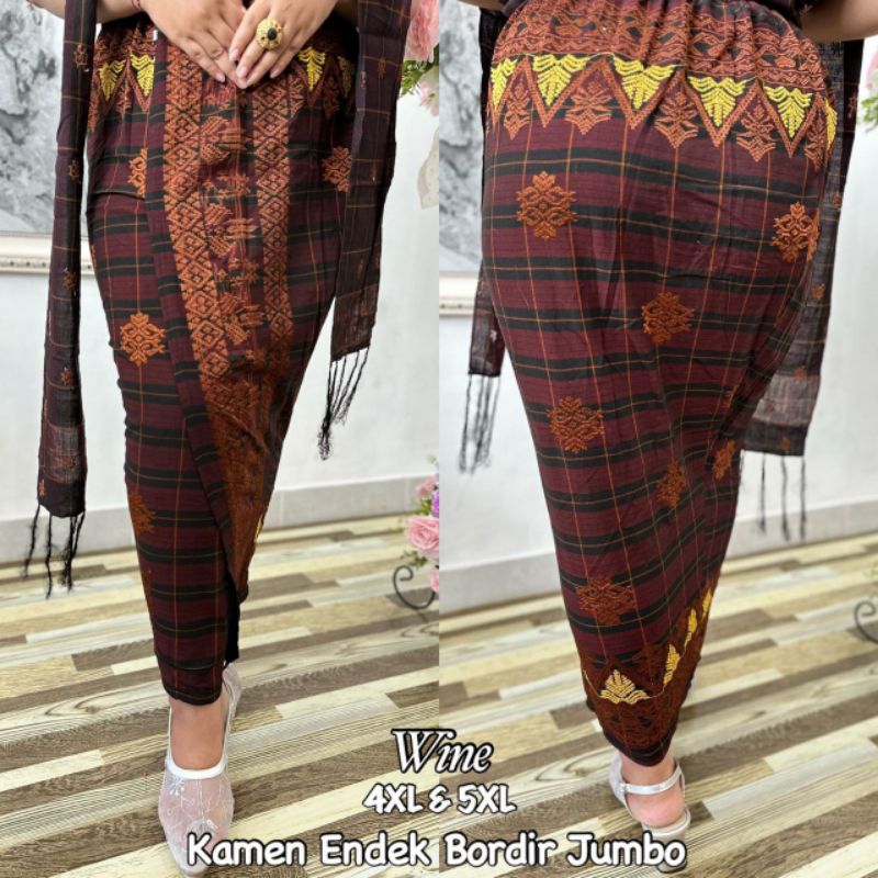 Rok Jumbo // Kamen Jadi Endek Bordir Jumbo set Slendang