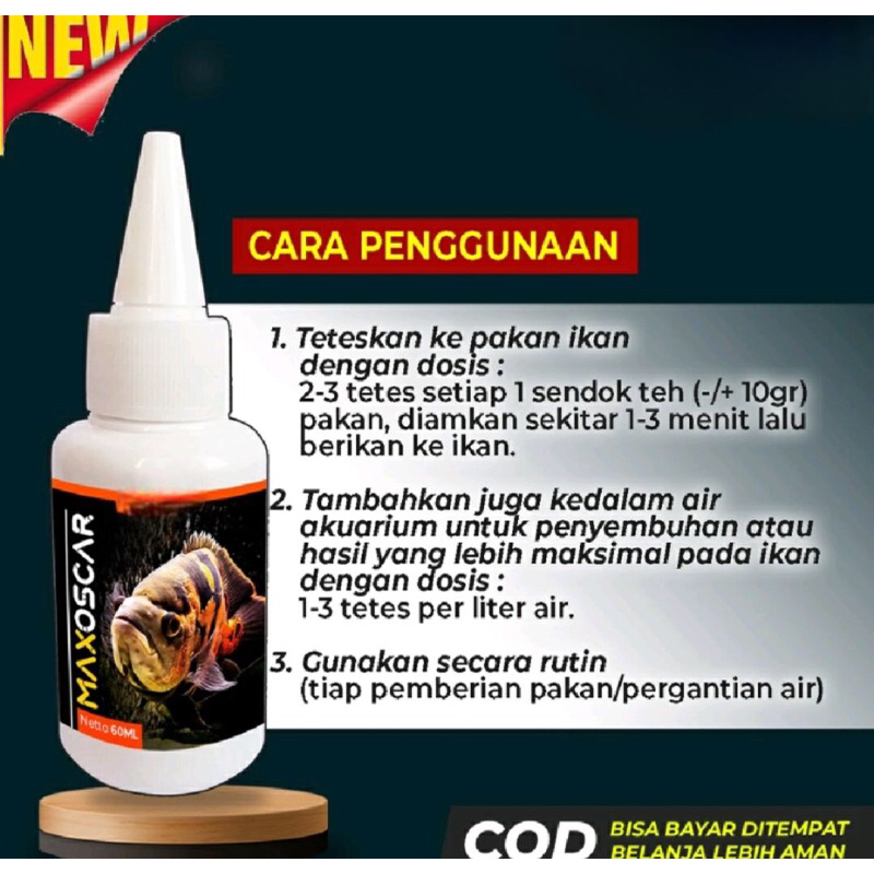 Obat Mutasi Ikan Oscar MAX OSCAR Vitamin Ikan Oscar Tiger Batik Albino Paris