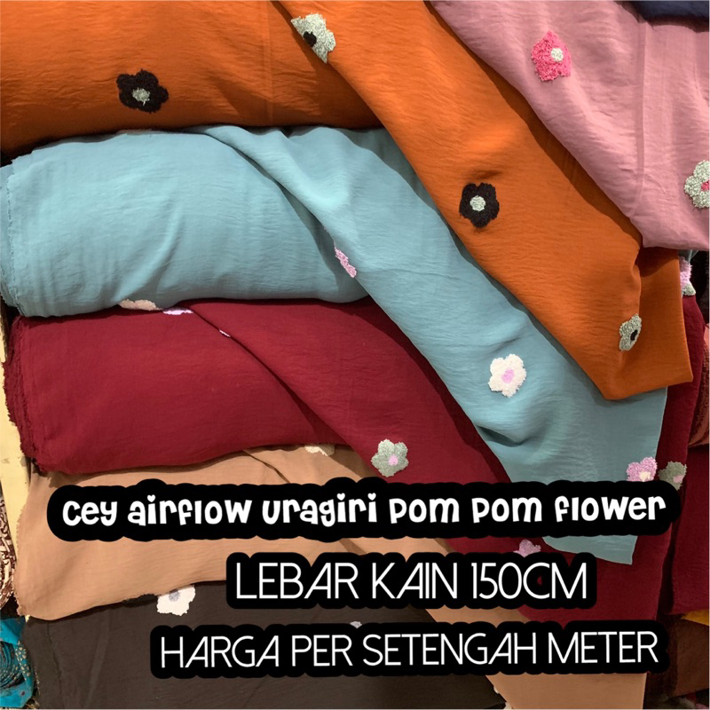 Kain Cey Uragiri Pom Pom Two Tone Motif Bunga 2