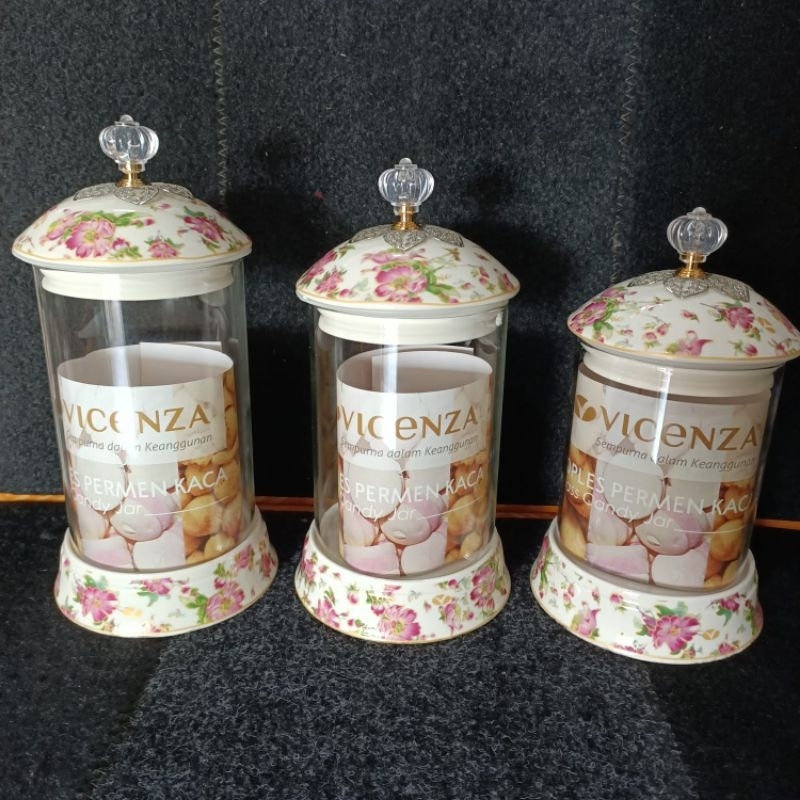 Toples Permen Kaca Set GA 301 Vicenza Toples Kue Motif