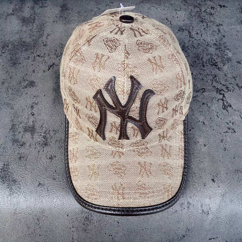 TOPI BASEBALL MLB CAP MONOGRAM NEW YORK HALF LEATHER BROWN