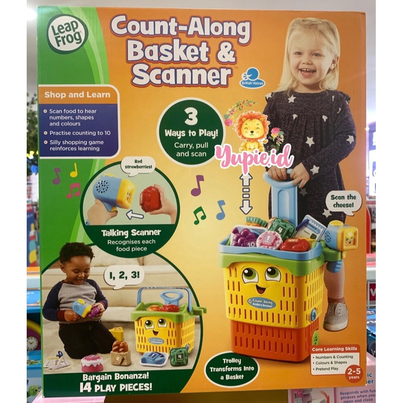 leapfrog count along basket and scanner / mainan trolley anak