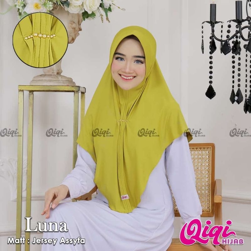 (Qiqi Hijab) LUNA •jilbab instan jersey premium•jilbab instan pet payet depan