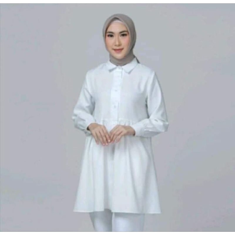 Brisia Tunik Atasan Muslim Zoya Putih Wanita Terbaru