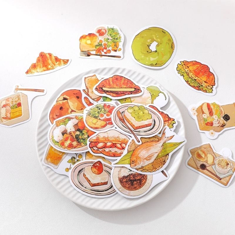 

KIYOWO 20 PCS BIG STICKER WATERPROOF ABOUT DESSERT YUMMY FOR JOURNAL DECO SCRAPBOOK DIY